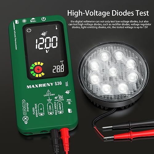 Digital Multimeter Infrared Thermometer Rechargeable Smart Voltmeter 9999 Counts Electrical Current Tester Capacitance, High/Low Voltage Diode Tester for LED Automotive Electrician Electronic