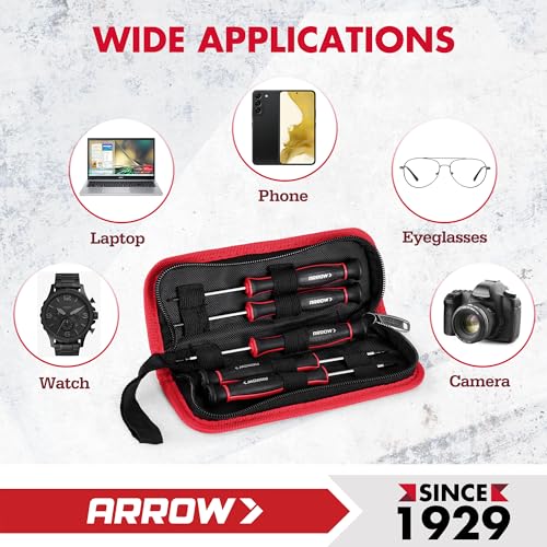 ARROW 5-Piece Precision Screwdriver Set with Pouch, Phillips, Slotted