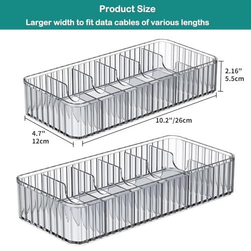 Cable Storage Boxes Organizers 2 Pack,Cord Charger Case with 20pcs Ties