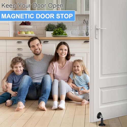 Moxweyeni 24 Pack Magnetic Door Stoppers Magnetic RV Door Stopper Stainless Steel Heavy Duty Stops RV Holder Keep Open for Wall and Floor Mounting No Drilling Stop with Adhesive Tapes(Black)