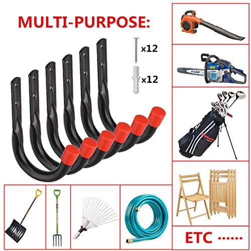 Heavy Duty Utility Garage Storage Hooks,Universal Wall Mount J Organizer Hangers for Hoses,Garden Tools,Cords,Cables,Toy Bag - size: 5.4 Inch x 4 Inch