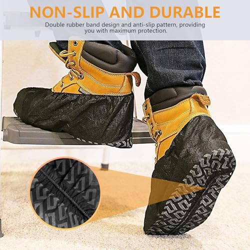 Shoe Covers Disposable, Extra Large 50 Pack, Non-Slip Indoor - color: Black Set -50pack