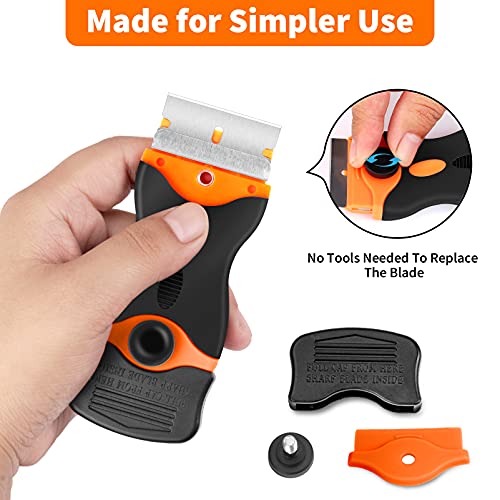 Razor Blade Scraper Tool - Razor Scraper with 40 Metal & Plastic Blades - color: Orange