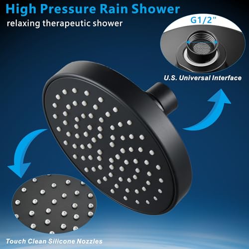 High Pressure Shower Head - 4.7“ Powerful Bathroom Pressure Boosting Rain Showerhead - Perfect Universal Replacement for Rainfall Shower Heads (2 Pack,Matte Black) - style: 2 Pack Black