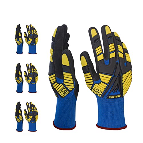 3 Pairs Work Gloves, Impact Resistant Gloves with Rubber Men Women - size: XX-Large