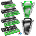 10-Piece Magnetic Socket and Wrench Organizer Set, 1/4", 3/8", 1/2" Drive Metric SAE Socket Organizer, Magnetic Wrench Holder 30 Slots Total, Tool Box Organizers (Sockets Wrenches not Included) - style: 10PCS Organizer Set