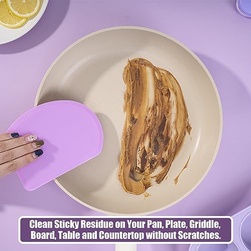 Sapid Silicone Bowl Scraper Flexible Curved Edge Dough Scraper Baking Bread - color: Purple