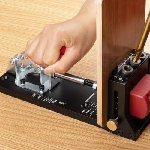 Pocket Hole Jig, Adjustable Jig Pocket Hole System, Woodworking Tools for Strong Joints, Adjustable Drill Guides for Materials 12-42mm Thick (HJ01)