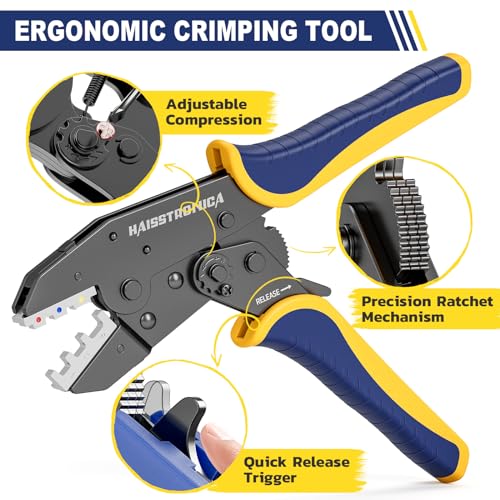 haisstronica Quick Change Crimping Tool Kit, 6 Dies, Wire Stripper
