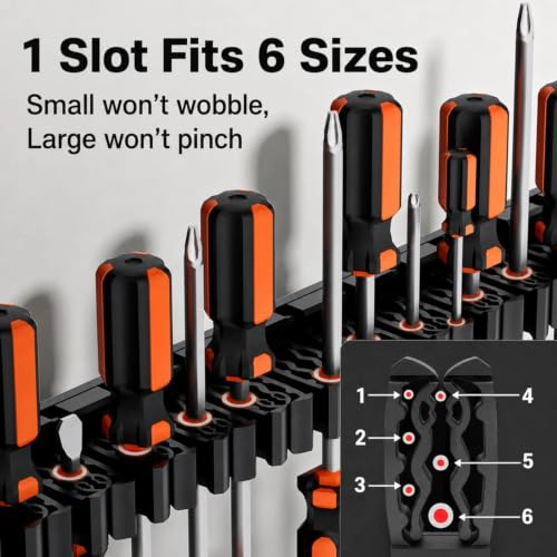 Heavy Duty Magnetic Screwdriver & Wrench Organizer, 12 Slot Tool Holder - color: Black, size: 12-Slot