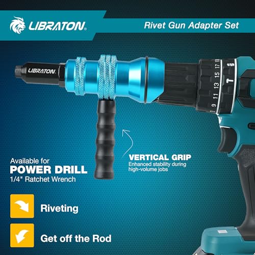 LIBRATON Rivet Gun Adapter for Electric Drill, Rivet Drill Attachment - size: 4 Sizes