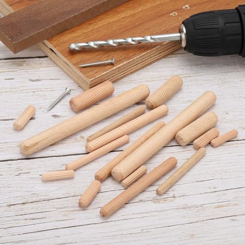 PATIKIL 95 Pcs Wood Dowel Pins 3/16" x 1 1/2" Fluted Wooden Dowels Hardwood Pegs for Woodworking Furniture DIY Crafts Projects Door Art - size: 3/16" x 1 1/2"