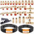 CheeMuii 32 Pcs Brass DOT Air Line Fittings with 1/4" & 3/8" DOT Air Hoses - size: 2ROLL-35PCS