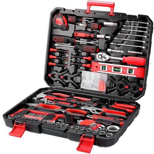 TLGREEN 198 Piece Tool Set, Tool Kit for Home,Basic Tools with Tool Box, Screwdrivers,Socket Adaptor,Adjustable Wrench,Pliers, Household Hand Tool Set for Car,Truck,Bicycle, Home, Dorm, Garage