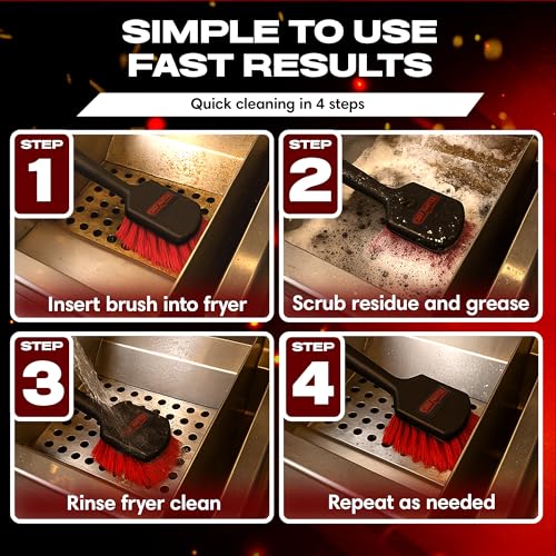 20" Deep Fryer Cleaning Brush by FryOilSaver Co., Up to 425°F High Heat Resistant Pot Cleaning Brush for Kitchen Deep Fryers, Commercial Grills, Ovens & Waffle Makers for Food Service & Restaurants - size: 20 Inches