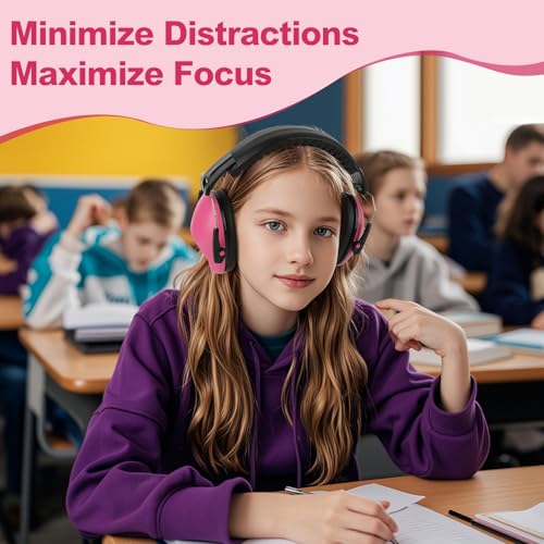 Floriogra Noise Cancelling Headphones for Kids/Toddler 28dB SNR Ear Muffs - color: Rose Pink