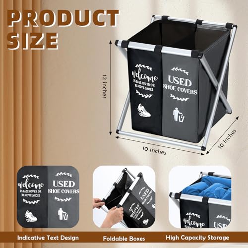 Wonderjune Foldable Disposable Shoe Cover Box Dispenser, Black, Gray - color: Black, Gray