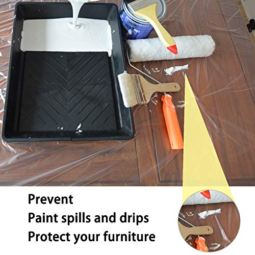 20 Piece Painter Plastic Drop Cloths, Waterproof Anti-dust Furniture Cover, 9x12 Feet Disposable Tarp for Painting and Couch Cover - size: 20 Sheets