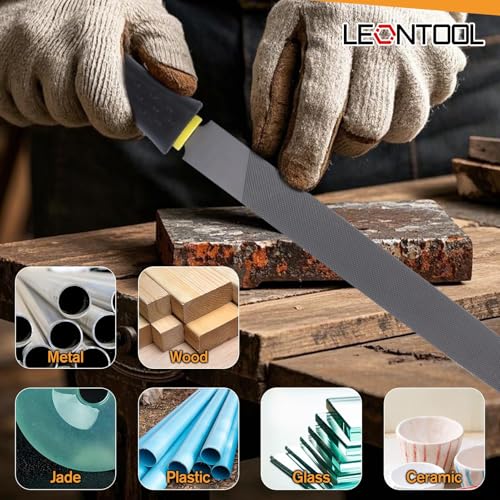 3 PCS 8" Wood Rasp File Set, Includes Round, Half-Round, Flat Rasp. T12 Carbon Steel Metal Hand File Set with Rubber Grip for Woodworking, Plastic, and Soft Metal