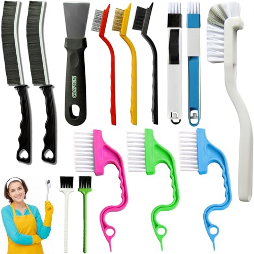 CRAFNEW 14Pcs Small Crevice Cleaning Brush Set, Groove Gap Cleaning Tool