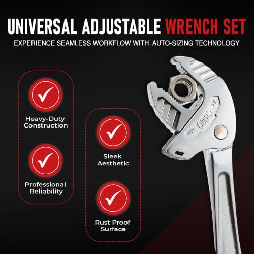 4-Piece Adjustable Wrench Set,Self-setting spanner set with Self Tightening Function and Automatic Continuous Gripping for 1/4"-3/4" (7-19mm) Pipe Fittings Nuts and Bolts