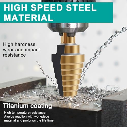 Step Drill Bit Set 5Pcs, HSS Step Drill Bits 50 Sizes - style: 5PC