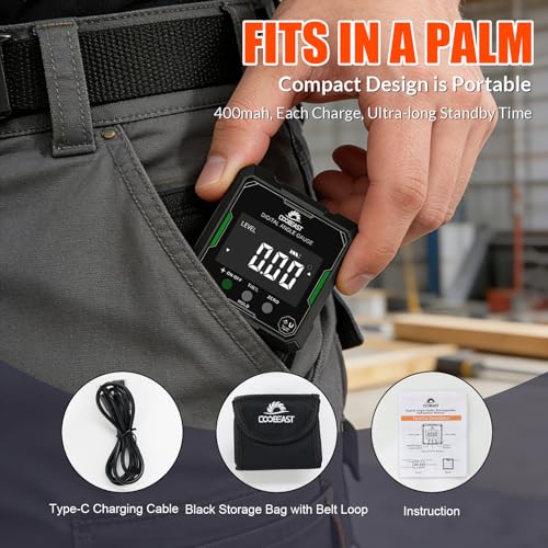 Digital Angle Finder with Green Laser, 4-side Magnetic Digital Laser Level - color: Green