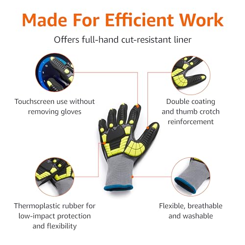 Amazon Basics Cut Level A1, Abrasion ANSI Level A4, Impact Resistant Safety Work Gloves, Touch Screen Friendly, Sandy Nitrile Coated Palm, Yellow, Size X-Large, 120-Pack - size: X-Large