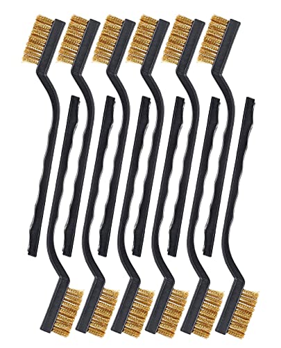SUJAYU Brass Wire Brush Rust Remover, Small Wire Brush for Cleaning, Paint Stripper for Metal, Wood, Rustoleum Fabric Spray Paint (Brass, 12.00) - style: Brass