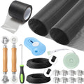 18 Pcs 48"x118" Window Screen Repair Kit Included 2 Rolls Fiberglass Mesh 4"x30ft Screen Repair Tape 8 Clips with Spline, Double Wheel Roller, Hook, Measuring Tape, and Cutter for Door Window - size: 48"x118"
