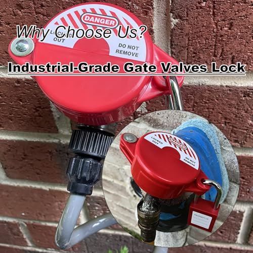 Gate Valve Lockout and Safety Padlock,1Set, Hose Bib Lock for Outdoor Faucet Knob/Water Spigot/Propane Tank,1 to 2-1/2 in Dia Valve Handles,Secure Lock Device for Outside Garden Valve - size: 1 Pack with Padlock