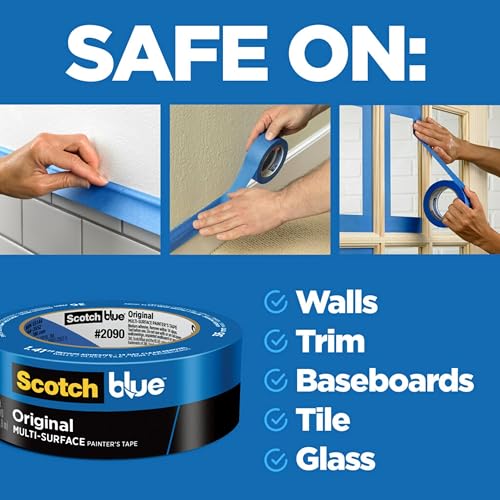 ScotchBlue Original Multi-Surface Painter's Tape, 0.70 Inches x 60 Yards, 1 Roll, Blue, Paint Tape Protects Surfaces and Removes Easily, Multi-Surface Painting Tape for Indoor and Outdoor Use - size: 0.70" Width (Pack of 2)