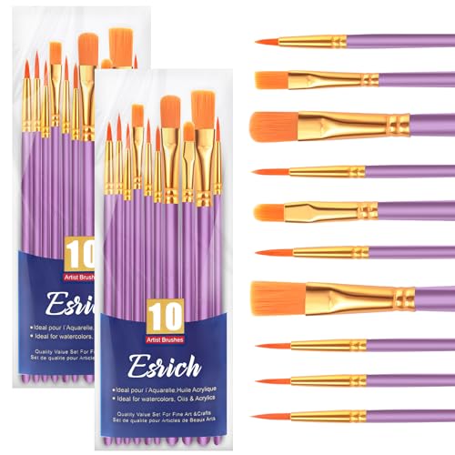 ESRICH 20PCS Paint Brushes, Paint Brush for Acrylic Painting - color: Purple, size: 20