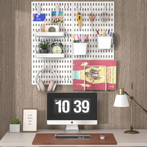 AKTOP Modular Plastic Peg Board Wall Organizer, 4 Pack, 12"x12", White - color: 12inch-White