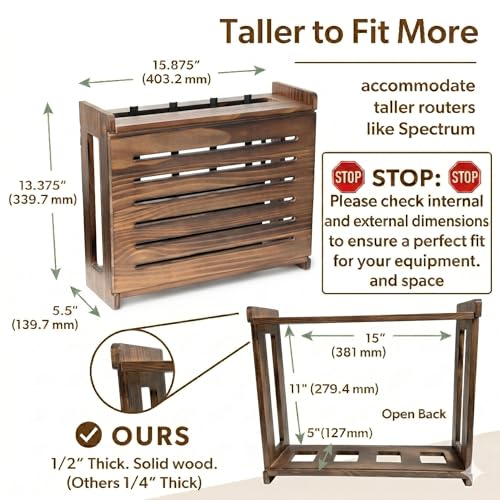 WiFi Router Storage Cabinet Router Box Hider WiFi Box Hider Shelf Cover - color: Dark Oak