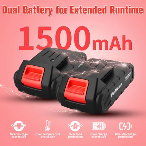PULITUO 20V Cordless Drill/Driver, 2 Batteries Electric Screwdriver, 30Nm Power Drill Driver, 21+1 Torque, 2 Speed, 3/8"Keyless Chuck, power Drill with LED Light, Drill Driver Kit for Home (Red) - style: 20V Drill (Red)- double
