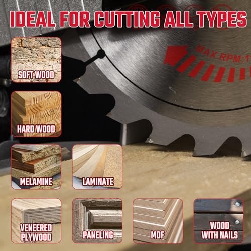 10 PCS Circular Saw Blade 7-1/4" 24T for Cutting Wood, 5/8" Arbor - size: 7-1/4 In 24T(10PCS)