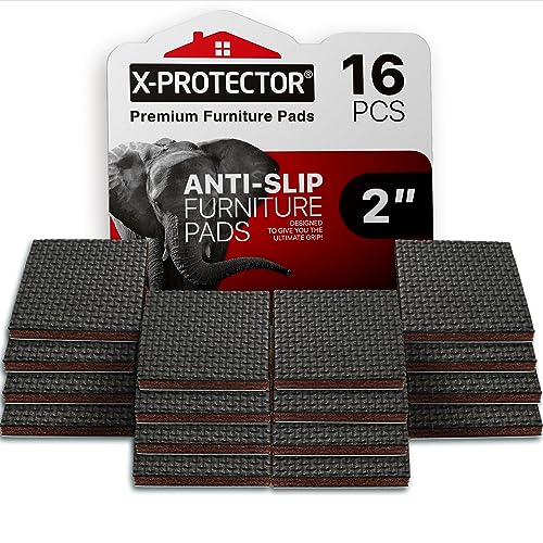 X-PROTECTOR Non Slip Furniture Pads - 16 Premium Furniture Grippers 2"! - size: 16 Square 2"