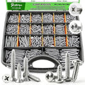 1200 PCS Stainless Steel Wood Screws Assortment Kit,Self Tapping Screws M3/M4/M5/M6 Screws Assortment Kit,1200Pcs(605pcs Round Head & 595pcs Flat Head) Sheet Metal Screws Assorted - size: 1200PCS-SV
