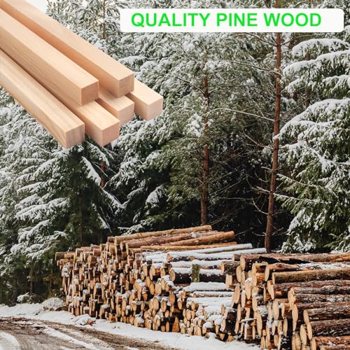 Square Wooden Dowel Rods, 6 PCS 3/4" x 15" Square Wood Dowels Wooden Sticks for Crafting, Unfinished Hardwood Wooden Strips Pieces for Woodworking, Crafts, Arts and DIYers, Home Decor, Model Making - size: 3/4"×15"-6PCS