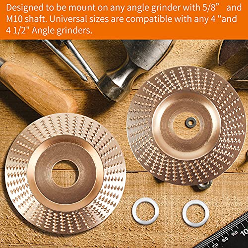 Pomsare 3PCS Angle Grinder Polishing Pad, Wood Carving Disc Set for 4 1/2 Inch Angle Grinder, Heavy Duty Wood Sanding Disk Grinding Wheel, Stump Grinder Attachments for Wood Cutting Shaping