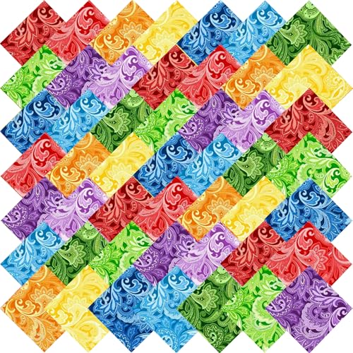 5"x5" 50pcs Cotton Fabric Squares for Sewing Quilting Supplies- Paisley - color: Paisley, size: 50 PCS 5"x5"