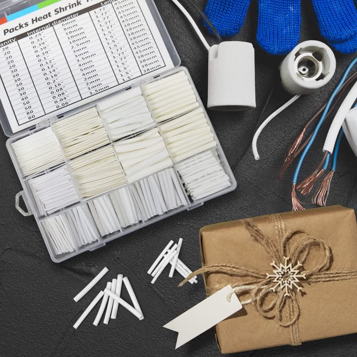 ASHINER 580PCS Durable Heat Shrink Tubing Kit - Ideal for Electric Insulation and Repairs with Convenient Storage Case, White - color: White