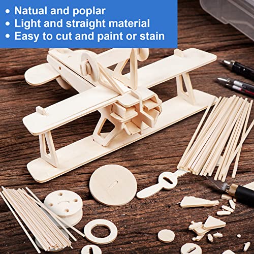 444Pcs Balsa Wood Sticks Variety Sizes Wood Strips Square Wooden Dowels Rod - color: 1/8in+3/16in+1/4in 444pcs