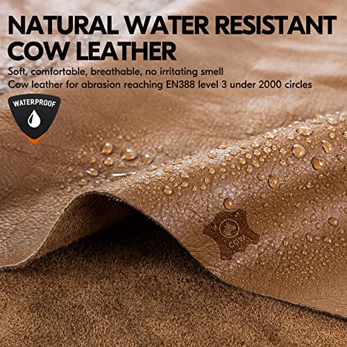 Vgo... 1-Pair Safety Work Gloves for Men,Anti-Vibration,Abrasion Resistant,Leather Work Gloves (XL,Blue, CA9765) - size: X-Large (Pack of 1), style: Blue&brown-cow Leather