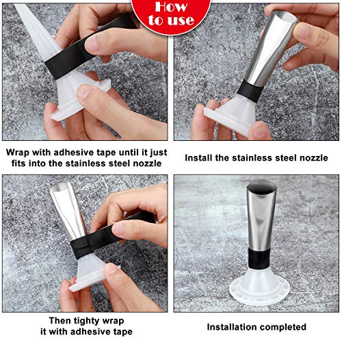 Hotop 23 Pcs Caulk Nozzle Stainless Steel Sealant Finishing Tool Kit