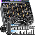 mxuteuk 3032PCS Machine Screws Assortment Kit,#6#8#10 M2 M3 M4 M5 SAE & Metric Screws Assortment Kits,10.9 Alloy Steel Hex Socket Button Head Bolts Nuts Washers Set Suitable for 3D Printer,DIY - size: 3032PCS #6#8#10 & M2-M5