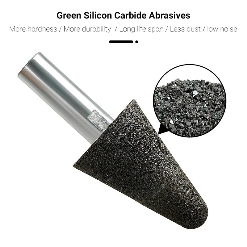 LOZLIN 3PCS Drum Sander Set 60# 100# 180# Cylindrical Diamond Grinding Wheel Polishing Head Abrasive Sanding Grit Angle Grinder Grinding Heads Matching Extensions (Conical) - style: Conical