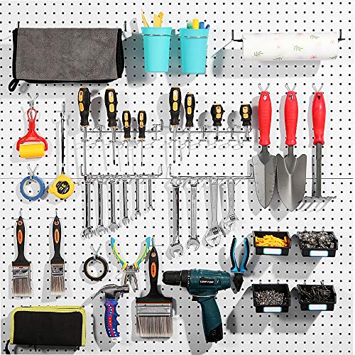 FRIMOONY Pegboard Hooks, with Bins, Peg Locks, for Organizing Various Tools, 131 PCS, 60 of Which are Locks - style: 131PCS