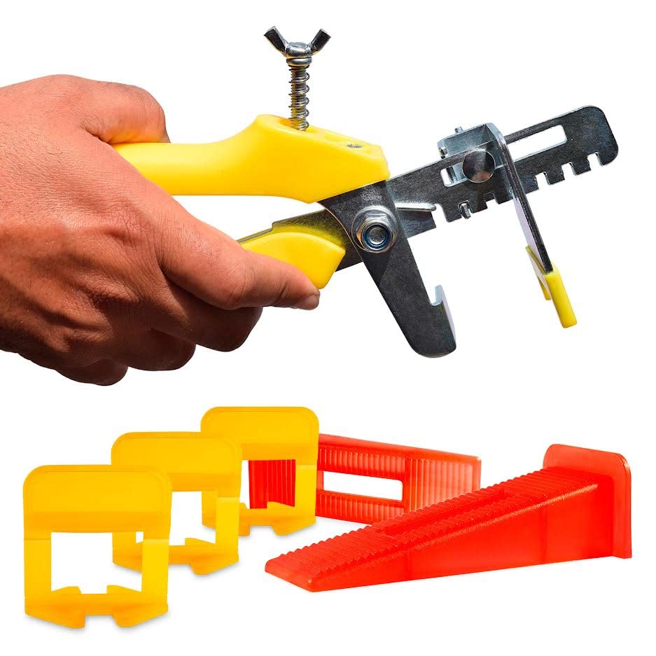 Tile Leveling System – ULTRA-THIN 0.5mm (1/51 Inch) – 400 Spacers, 200 Reusable Wedges & Tile Plier – Thinnest Spacer Kit for Narrow Grout Joints – Floor & Wall Installation - color: 400 Spacers + 200 Wedges + 1 Tile Plier